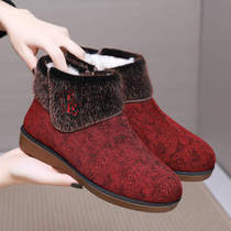 Old Beijing cloth shoes ladies winter plus velvet warm wool shoes soft bottom thick old shoes middle-aged mother cotton shoes