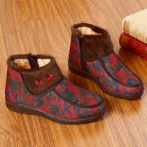 Old Beijing cloth shoes womens cotton shoes winter plus velvet warm middle-aged soft bottom non-slip thick zipper casual mother shoes