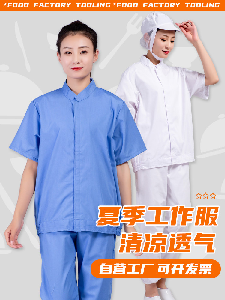 食品厂工作服套装夏季短袖薄款吸汗透气车间生物科技养殖工装服
