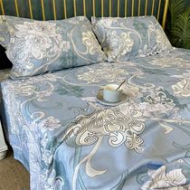 100% bamboo fiber sheet soft mat thickened double three sets cool and bacteriostatic no ball soft pitulation Blue European style