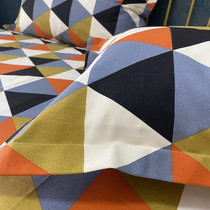 ins Nordic triangle grid Cotton thickened old rough cloth bed sheet single Kang simple cotton canvas Cotton hemp sofa fabric