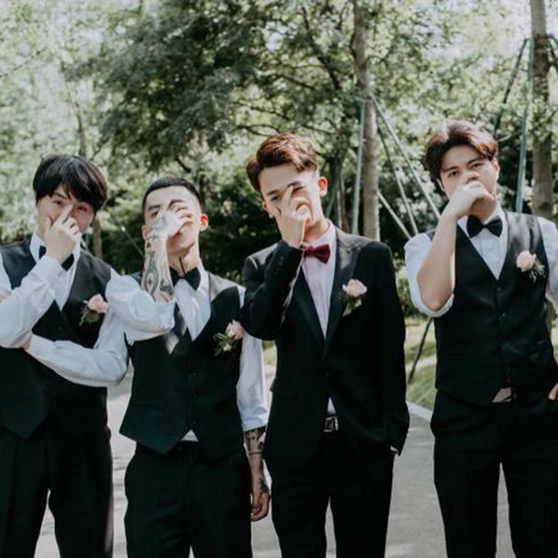 Anh em ăn mặc phù hợp với bộ vest vest ba mảnh nam mùa thu mỏng phù hợp với đám cưới quần áo sinh viên áo sơ mi nam