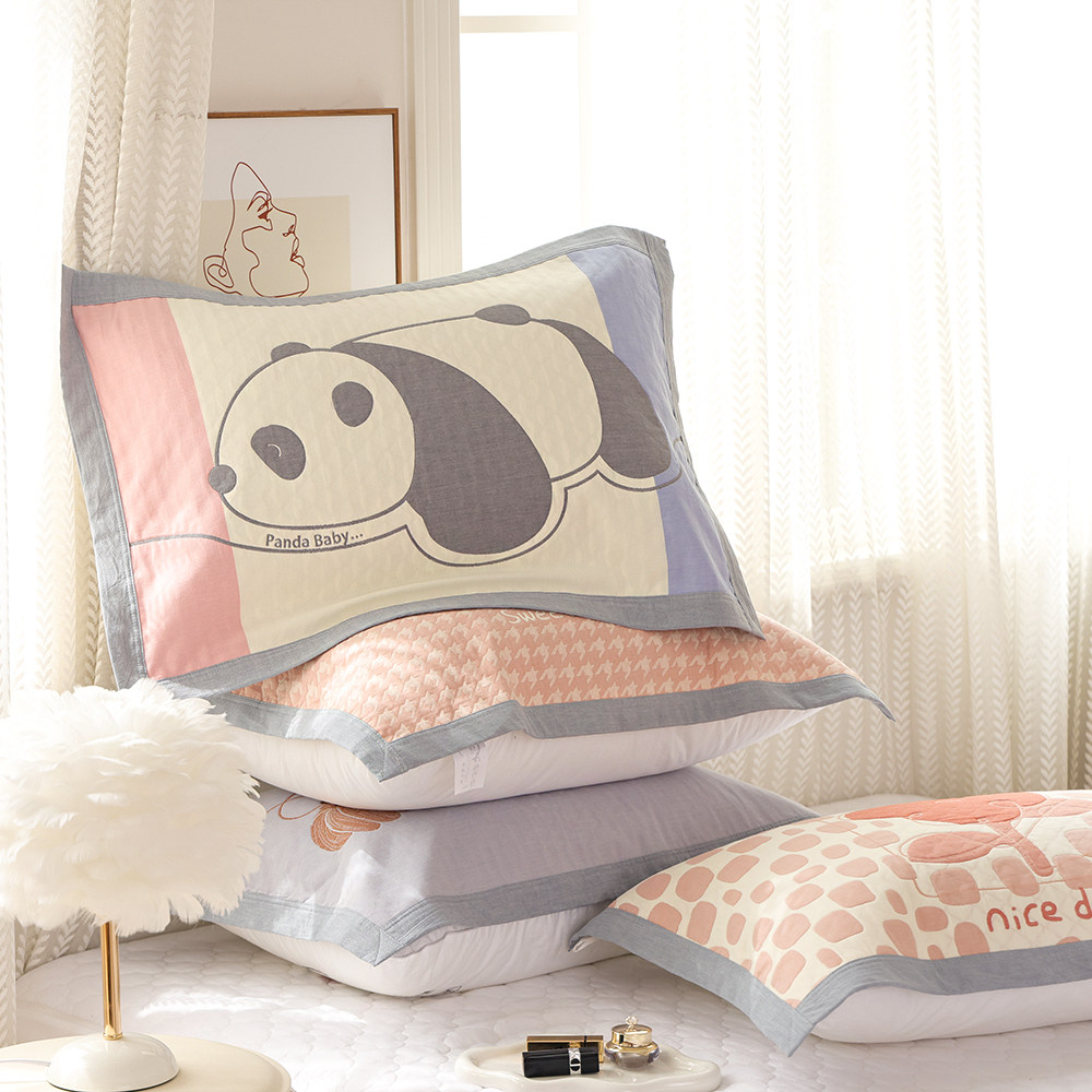 Пара восьмислойных марлевых полотенец с окантовкой из чистого хлопка, домашние полотенца для подушек, мягкие, дышащие и впитывающие пот хлопчатобумажные полотенца для взрослых