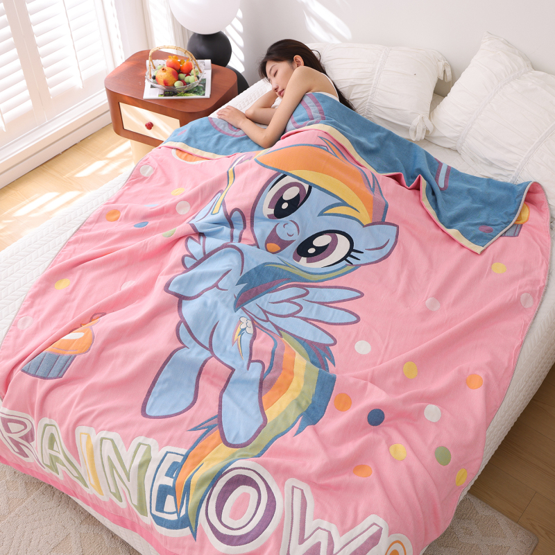 My Little Pony 100% Pure Cotton Gauze Blanket Cute Cartoon Sofa Nap Blanket Soft All-Cotton Single Towel Blanket