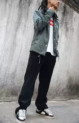 Fat guy large size skateboarding trousers Parkour trend black simple men's corduroy loose outdoor sports casual pants