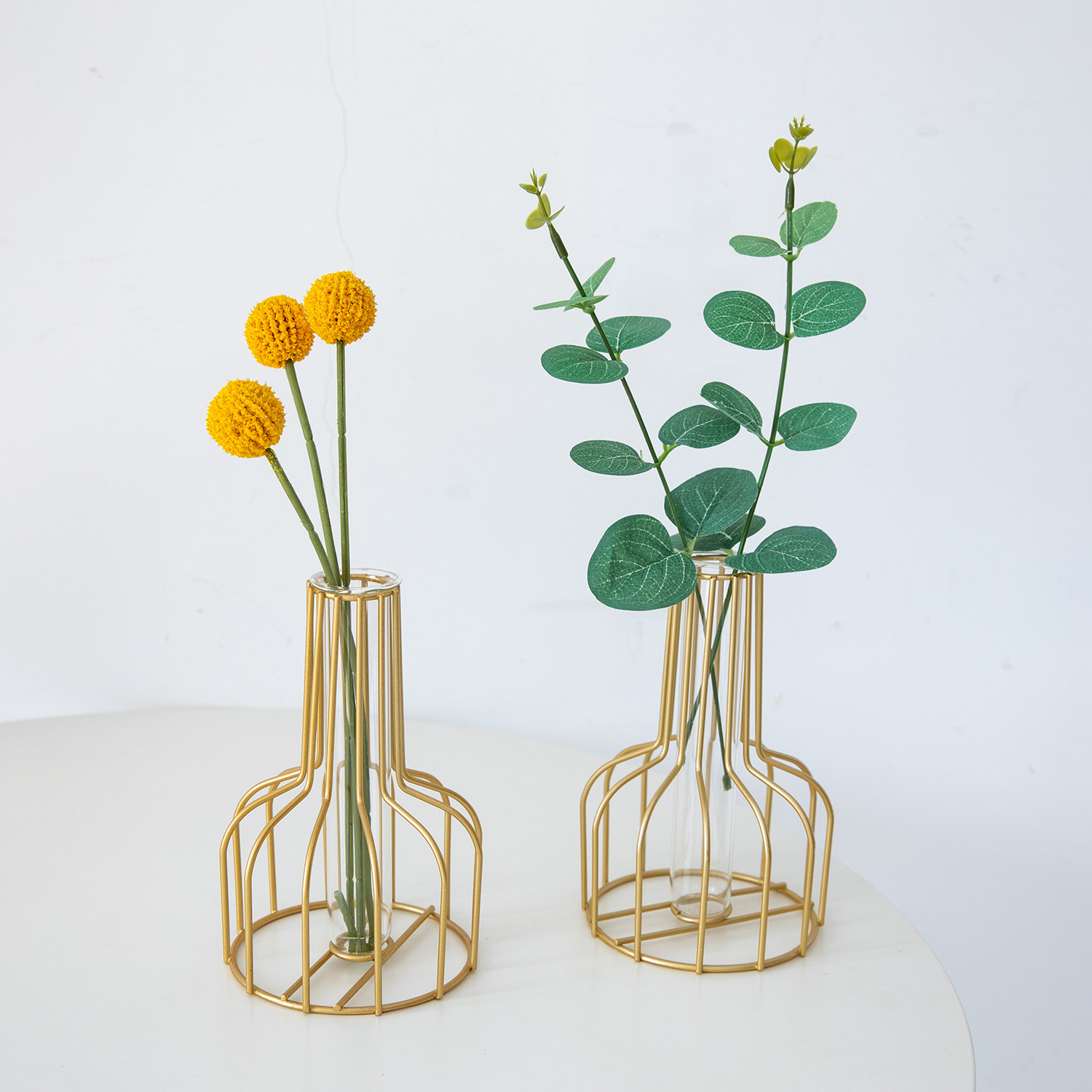 ins gold wire vase extremely simple line decoration bottle shooting props dry flower mesh red photography decoration background 