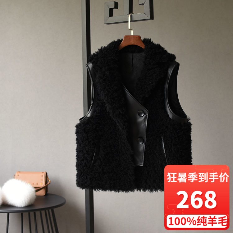 Autumn Winter New Lamb Fur Vest Female Leather Hair Incorporate Small Fur Fur Jacket Jacket Purple Genuine Leather Sheep Leather