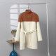 ເສື້ອຍືດຄໍເຕົ່າຖັກແສ່ວ A-line woolen coat round neck double-sided woolen coat mid-length Korean version