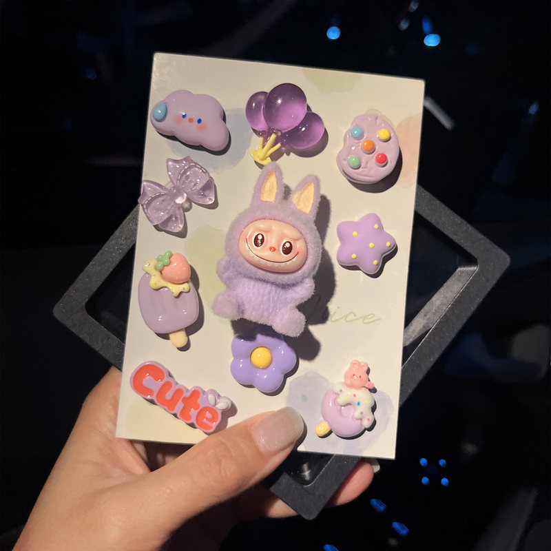 Labubu Crocs Shoe Accessories, 3D Plush Shoe Charms, Cute and Suitable for Labubu Dopamine DIY