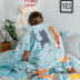 ins phim hoạt hình bông denim đơn giản bông ba bộ bốn ký túc xá lanh giường chăn - Bộ đồ giường bốn mảnh chăn ga forever Bộ đồ giường bốn mảnh