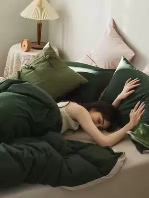 ins Japanese nude sleeping cotton knitted cotton four-piece set of Tiangui cotton cotton three-piece 4-piece student dormitory sheets bed hats