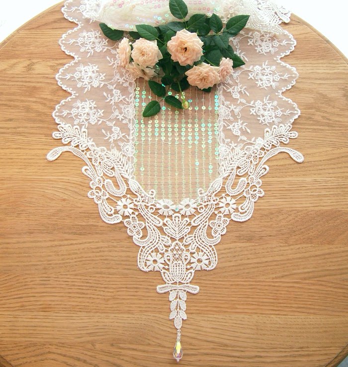 Dream Rainbow Bright Sheet Lace Table Flag Eurostyle Embroidered decorative crystal Stream Soustable cloth