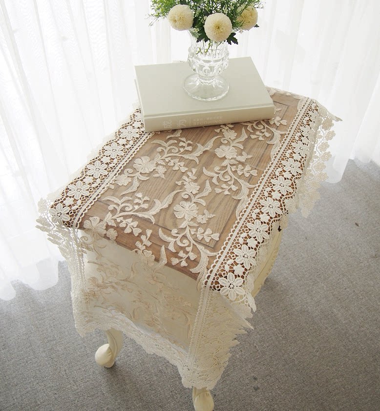 Retro Embroidery Lace Table Banner Table Cloth Bed Head Cabinet Bucket Cabinet Dust-Proof Decorative Geb