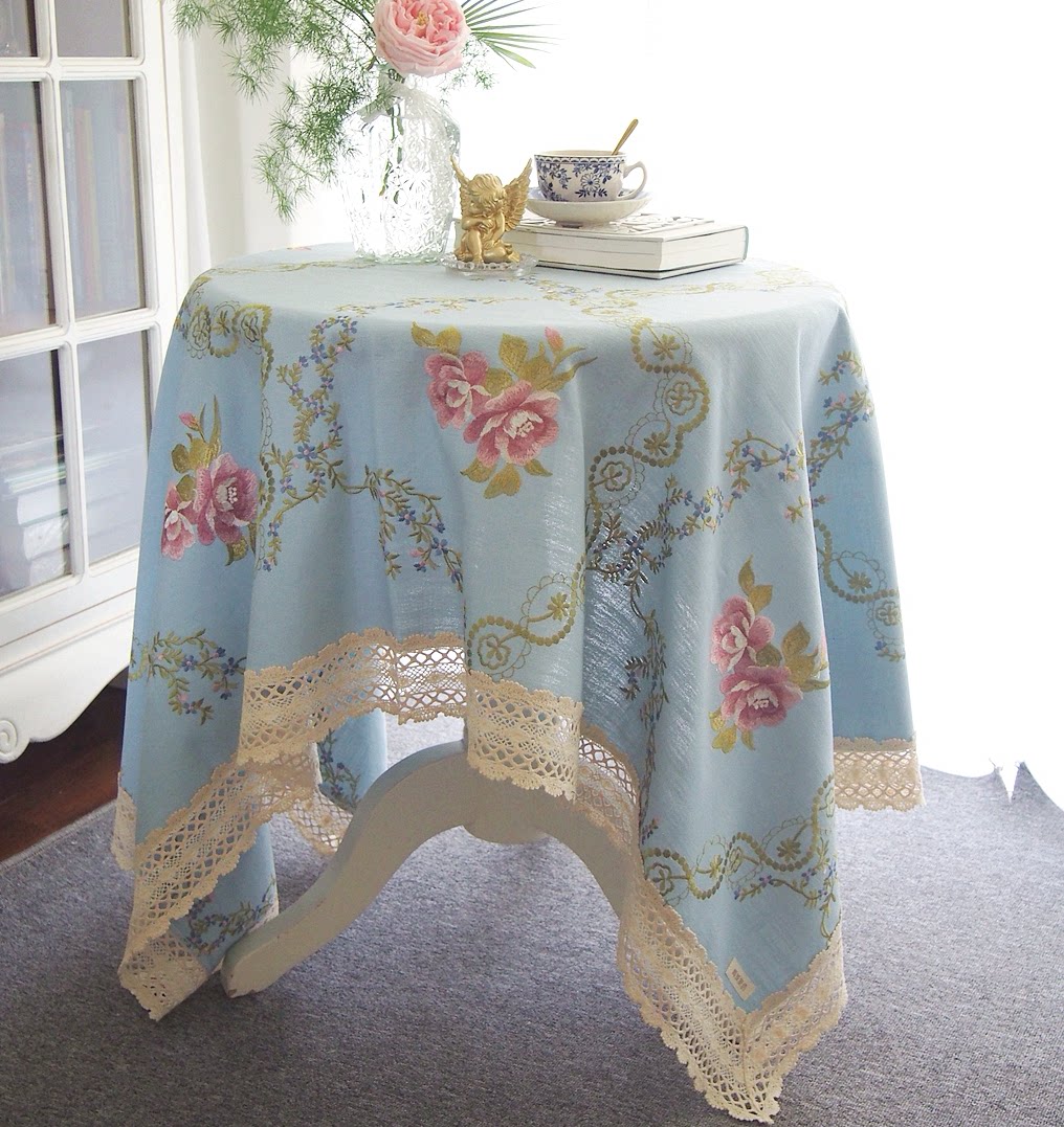 European plant floral household dining table cloth French lace side rectangular dust - resistant cover of Qingcheng home textile
