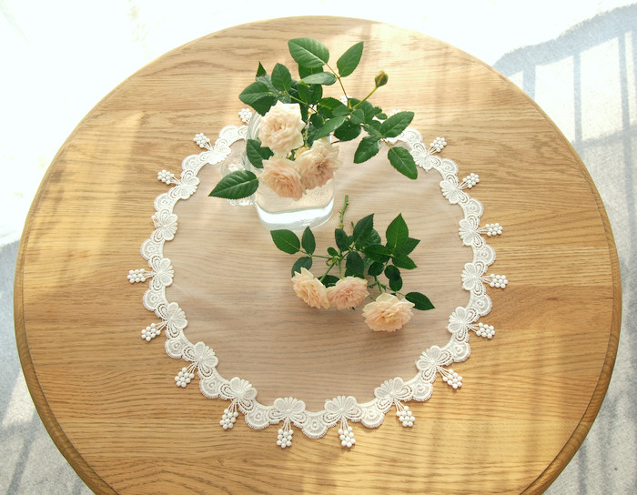 Eurostyle white American lace round table cloth Korean style field garden multipurpose decorative vase cushion tea tray dust towels A-04
