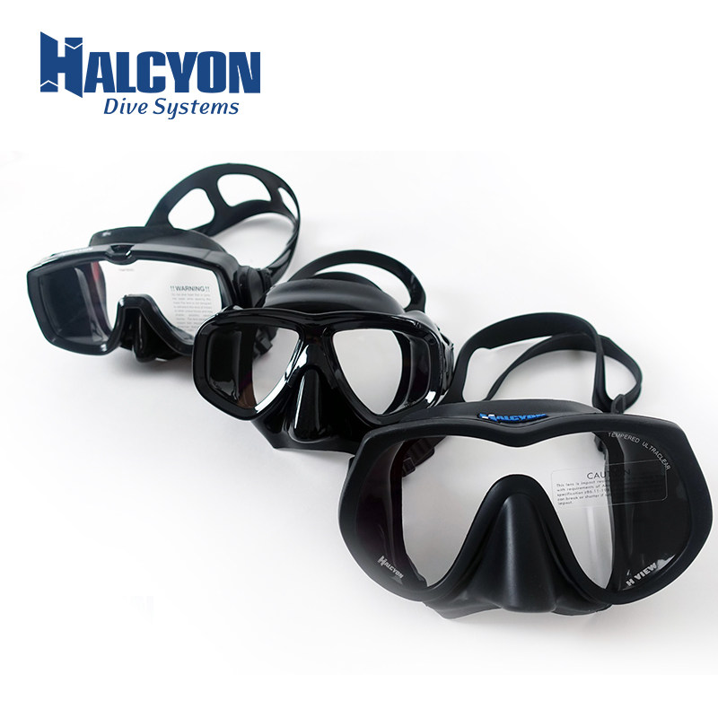 HALCYON Mask Wide Field of View One Piece Two Piece Low Volume Professional Diving Mask Comfortable