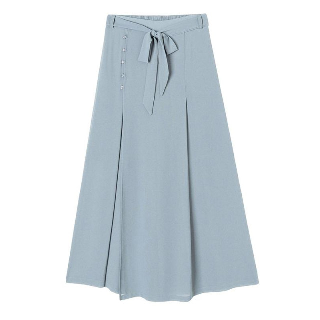 Chiffon wide-leg pants women's summer thin section nine-point a-line half-length hakama high waist loose drape elegant gauze pants