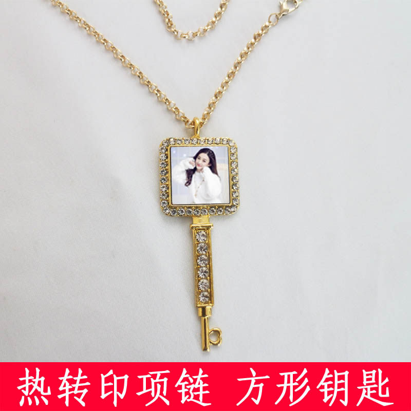Promotion Thermal Transfer Square Necklace Creative Metal Necklace Series Personality Custom Blank Metal Necklace