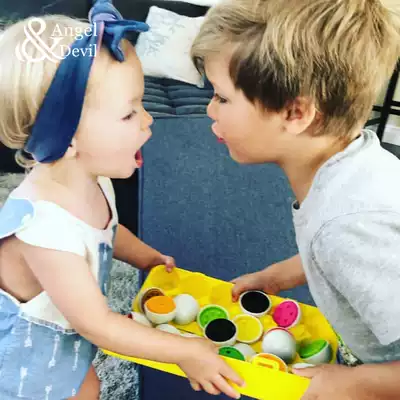 Exercise your baby's hands-on ability Simulation egg shape matching toy 1-3 years old Digital color cognition 12 packs