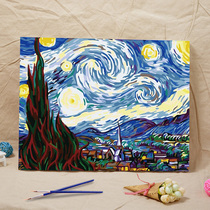 diy digital oil painting European-style Abstract Large-scale landscape world famous painting hand-painted decorative painting Van Gogh-starry sky