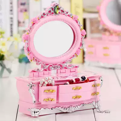 Creative dressing table children's makeup mirror small drawer jewelry music box decoration Music Box girls' birthday gift