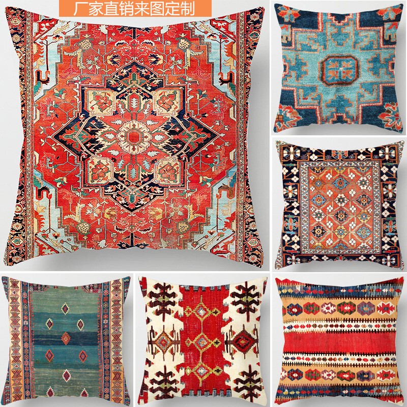 Persian Turkish Lumbar Pillow Cushion Car Sofa Pillow Retro Ethnic Style Double-Sided Throw Pillow Bohemian Pillowcase Persian Turkish Lumbar Pillow Cushion Car Sofa Pillow Retro Ethnic Style Double-Sided Throw Pillow Bohemian Pillowcase