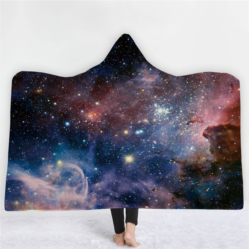 Exit Starry Sky Tandem Cap Blanket Plus Suede Thickened Double Home Warm Blanket Shawl Cape Sofa Blanket