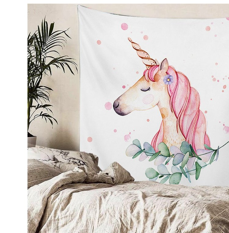 INS Bắc Âu Unicorn Net Red Wall Trang trí tấm thảm Đầu giường Phòng ngủ Nền vải Khăn trải bàn Vách ngăn thảm treo tường cute
