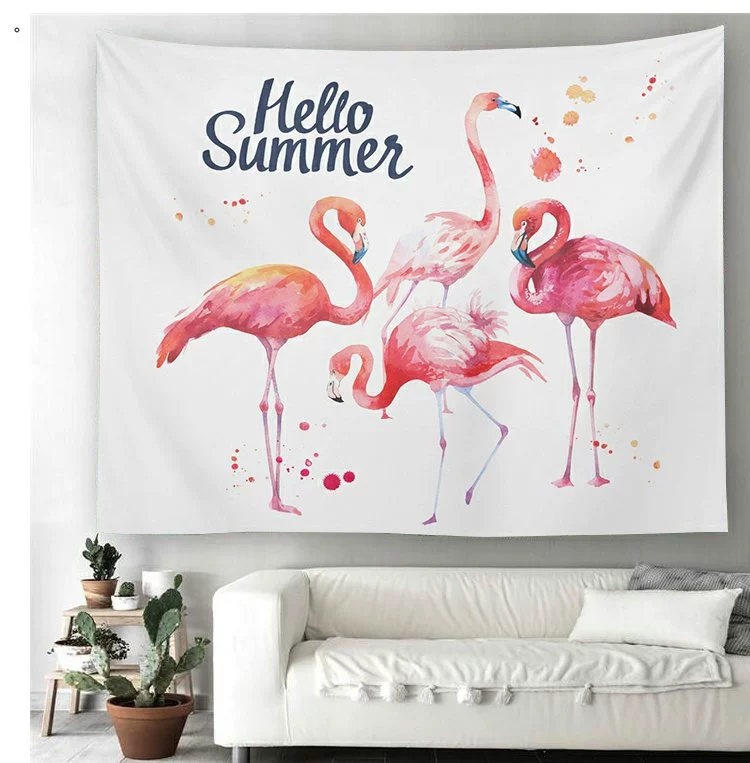 INS Bắc Âu hồng flamingo đầu giường phòng ngủ trang trí tường tấm thảm vải bạt nền khăn trải bàn phân vùng rèm