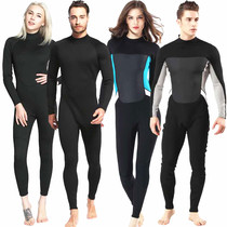  Summer new 2mm men and women couples one-piece long-sleeved all-black diving clothes surfing clothes waterproof and warm