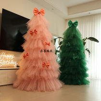 Fluffy Yarn Bean Sand Pink Christmas Tree Styling Kindergarten Handmade DIY Green Christmas Tree Mall Shop Window Hem