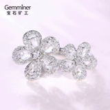 宝石矿工 Платиновые серьги, кольцо, ожерелье, цепочка, браслет, белое золото 18 карат, в цветочек