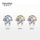 Gem miners 18k gold single diamond earrings classic three-claw diamond earrings Jurchen diamond lazy earrings single