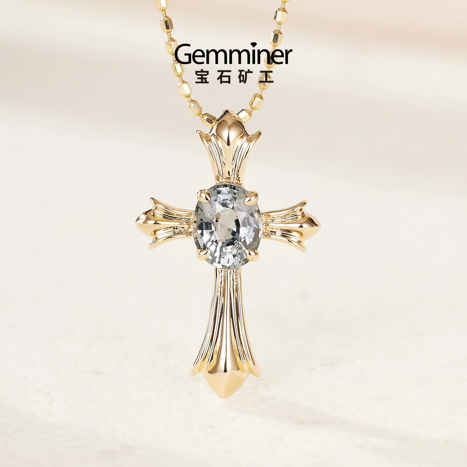 ジェムマイナー 18K ゴールド スピネル クロス ペンダント