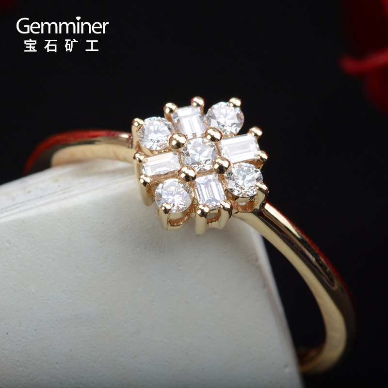 Gem miner 18k gold diamond diamond diamond diamond ring platinum rose gold gold diamond ring girl