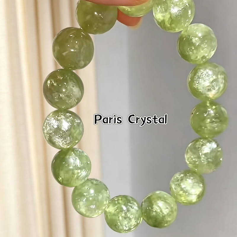 Natural Crystal from Old Mines 8A Green Emerald Bracelet with Mica Sparkle, Emerald Crystal Bracelet as a Birthday Gift for a Close Friend