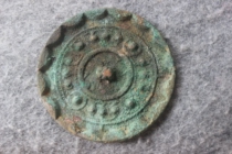 The Han dynasty erythema green rust four milk multi-connected arc mirror diameter 75mm taken in kind ZZ 3467