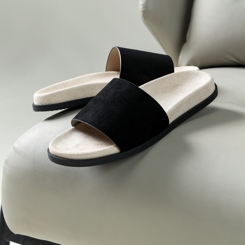 New Style Old Money Style Suede Leather Slip-On Slippers with Simple Design, Arch Support, Cushioning, Wear-Resistant, Slip-Resistant Men's Lazy Sandals New Style Old Money Style Suede Leather Slip-On Slippers with Simple Design, Arch Support, Cushioning, Wear-Resistant, Slip-Resistant Men's Lazy Sandals