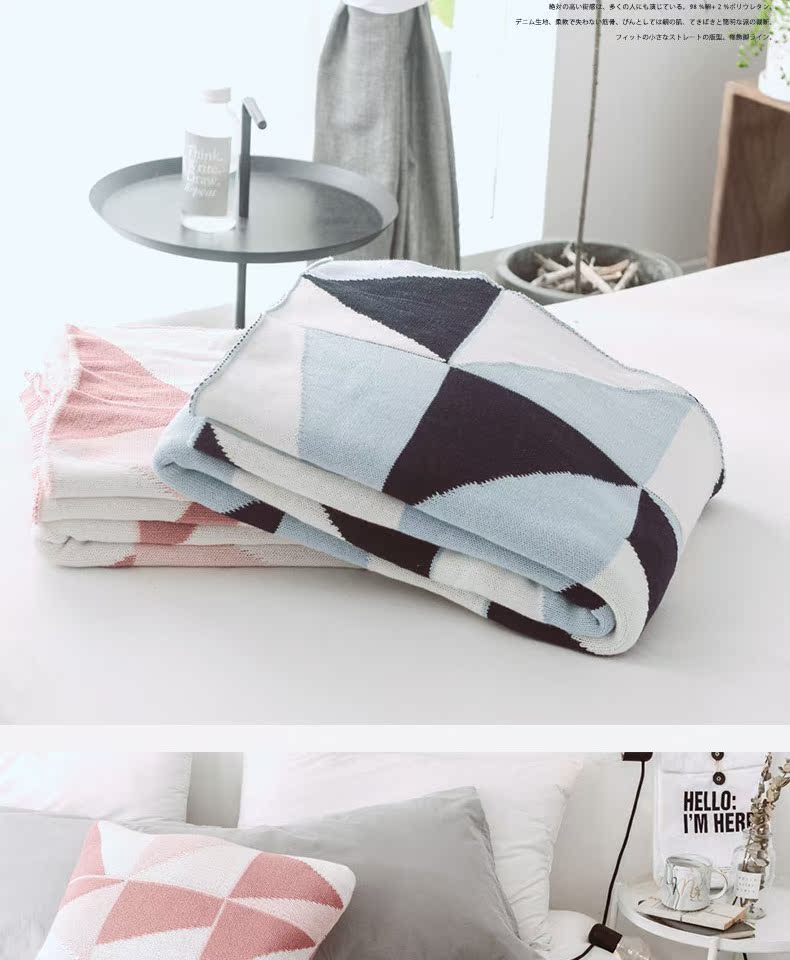 Cotton màu phù hợp đan chăn phòng khách sofa chăn phong cách Bắc Âu giải trí điều hòa không khí khăn choàng chăn đơn cotton mỏng chăn - Ném / Chăn chăn nỉ nhung