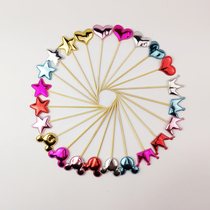 Flash reflective birthday cake decoration plugin red baking plugin PU material love small star crown plugin