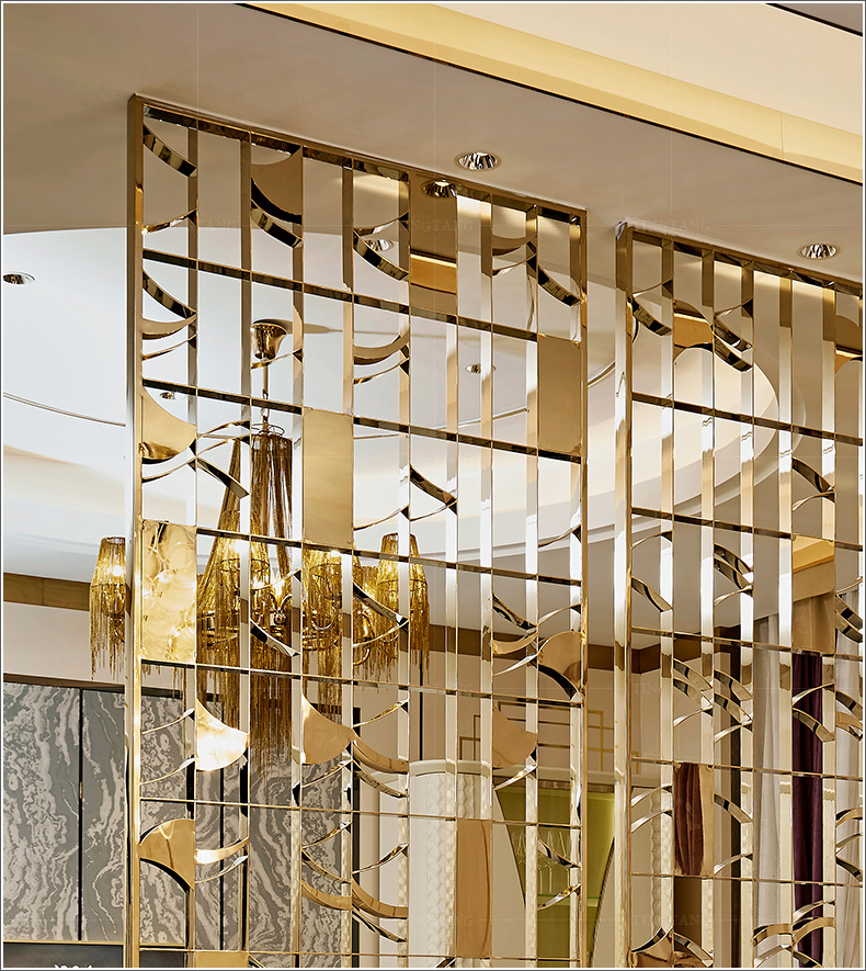 Màn hình inox trang trí vách ngăn rỗng kim loại đơn giản hậu hiện đại sang trọng căn hộ nhỏ phòng khách tùy chỉnh - Màn hình / Cửa sổ lam gỗ phòng khách