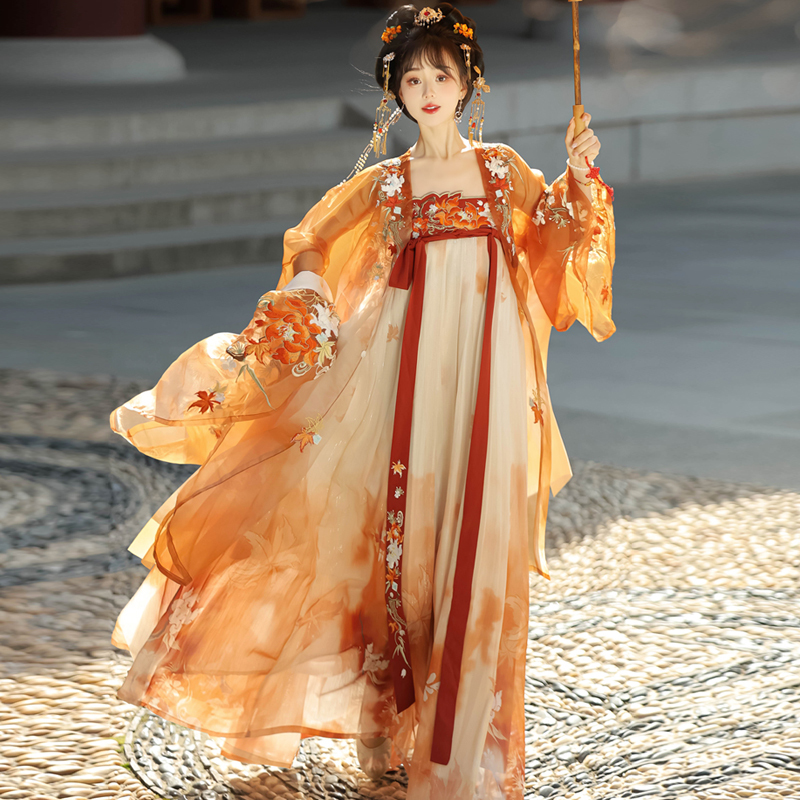 Original Hanfu for Women with Heavy Embroidery, Modified Cheongsam Dress, Tang-Style, Autumn Edition