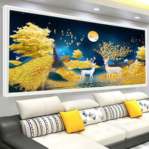 Cross embroidered peacock deer 2021 new full drill light and luxurious living room hair chaesel gold full of large gas diamond painting