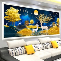 Point Sticker Drill Cross Stitch 2021 New Elk Deer Light Lavish Living Room Brief Modern Gold Full Ground 5D Diamond Painting 2019