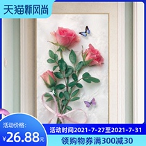 Cross stitch roses 2021 new living room simple modern small fresh natural wind plastered brick 5D diamond painting