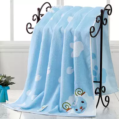 Baby bath towel pure cotton newborn baby super soft absorbent children's enlarged rectangular towel is thickened in spring