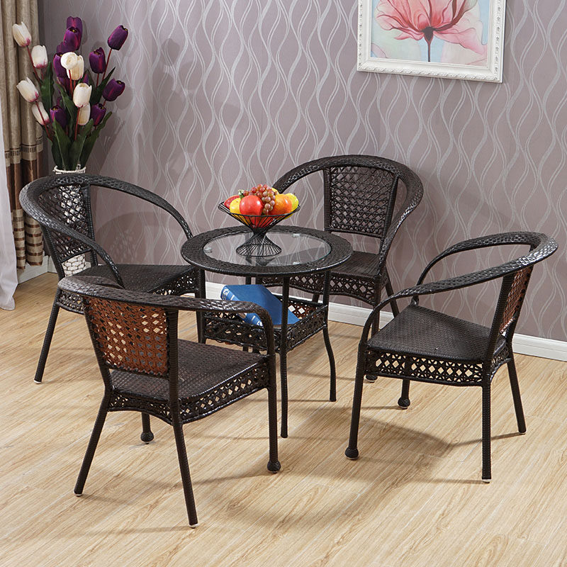 Anti-rattan chair three-piece chair living room outdoor combination office chair coffee shop furniture balcony table and chair leisure furniture