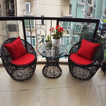 Rattan chair Three-piece balcony table and chair Tea table Rattan chair combination Leisure outdoor courtyard Rattan table and chair Coffee hotel