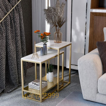 Sofa side cabinet corner a few modern simple light luxury living room side table Nordic rock plate side Iron small tea table Italian style