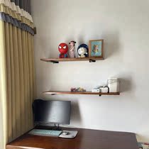 Spot solid wood partition wall shelf wall hanging living room bedroom TV wall shelf creative one-shaped board